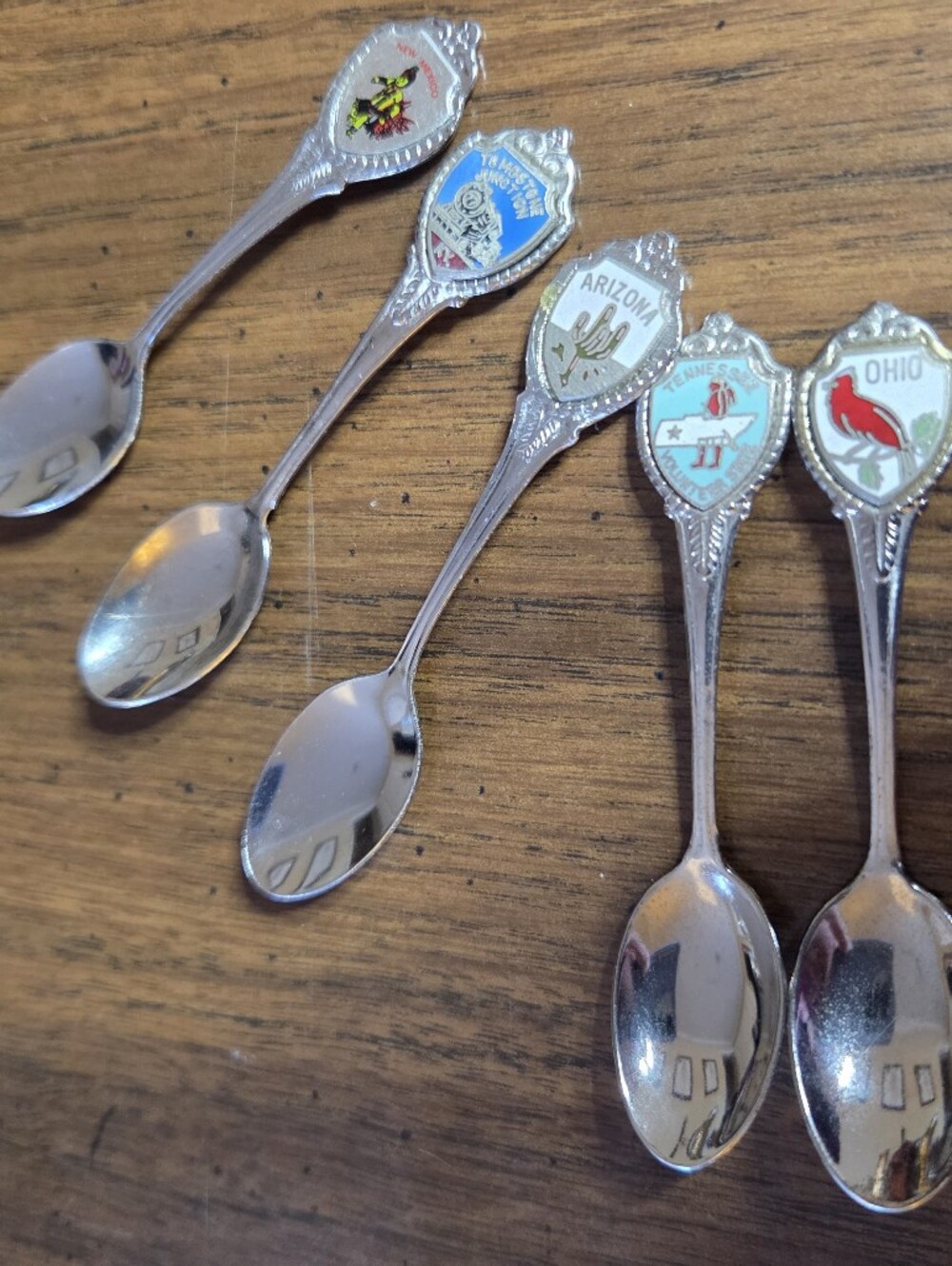 Vintage State Souvenir Collector Spoons - Multicolor Enamel Shields